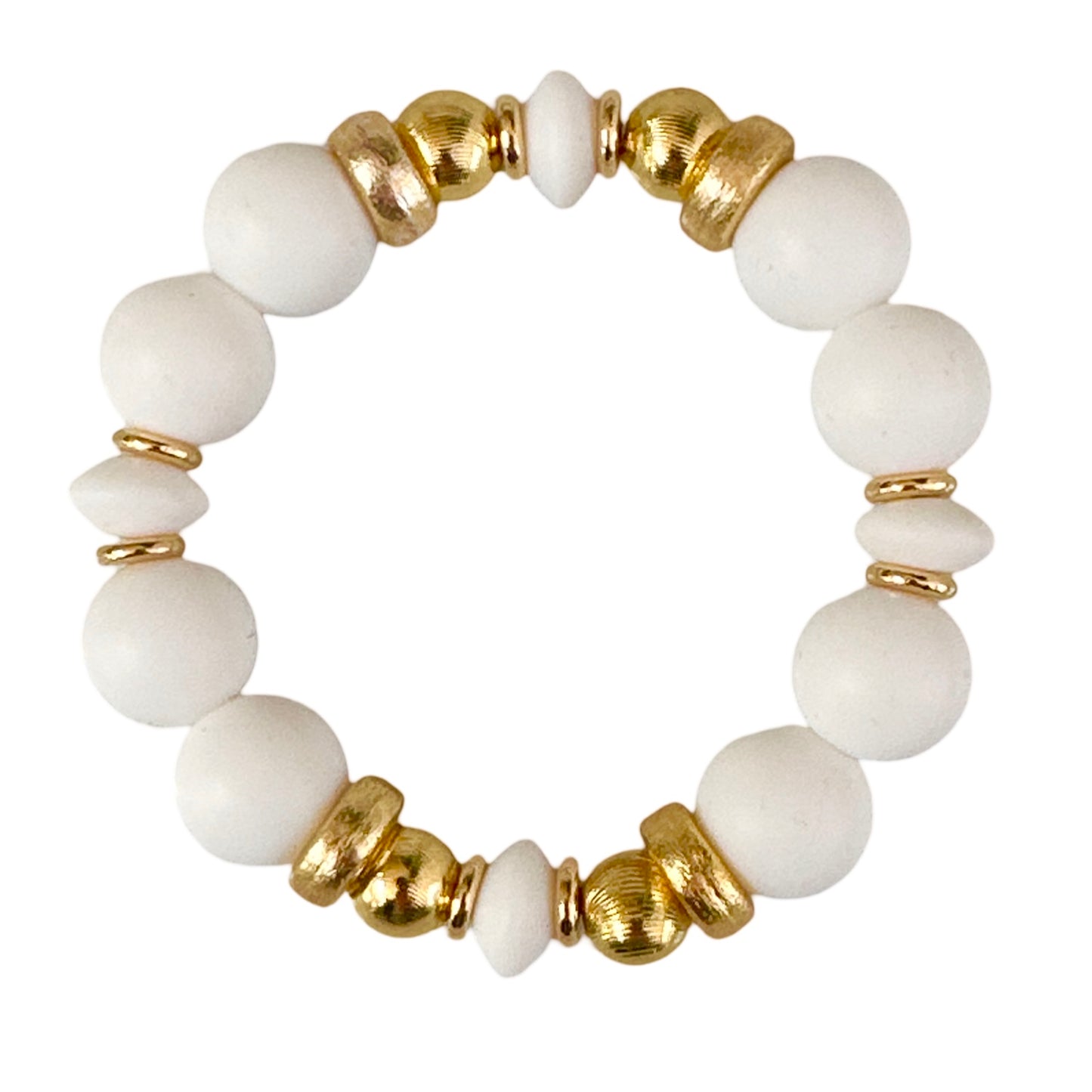 WHITE BANGLE WITH GOLD ACCENTS