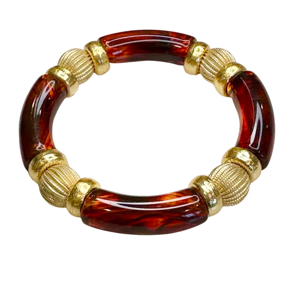 TORTOISE SHELL WITH GOLD LINK BRACELET