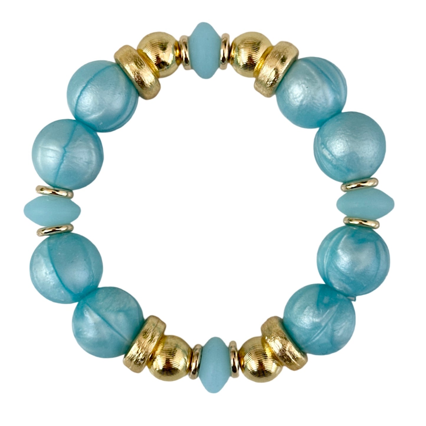 PEARLIZED TURQUOISE BANGLE WITH GOLD ACCENTS