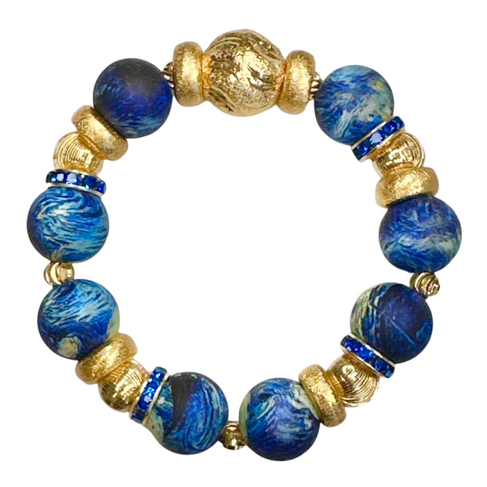 STARRY NIGHT AND GOLD BANGLE WITH GOLD AND CZ