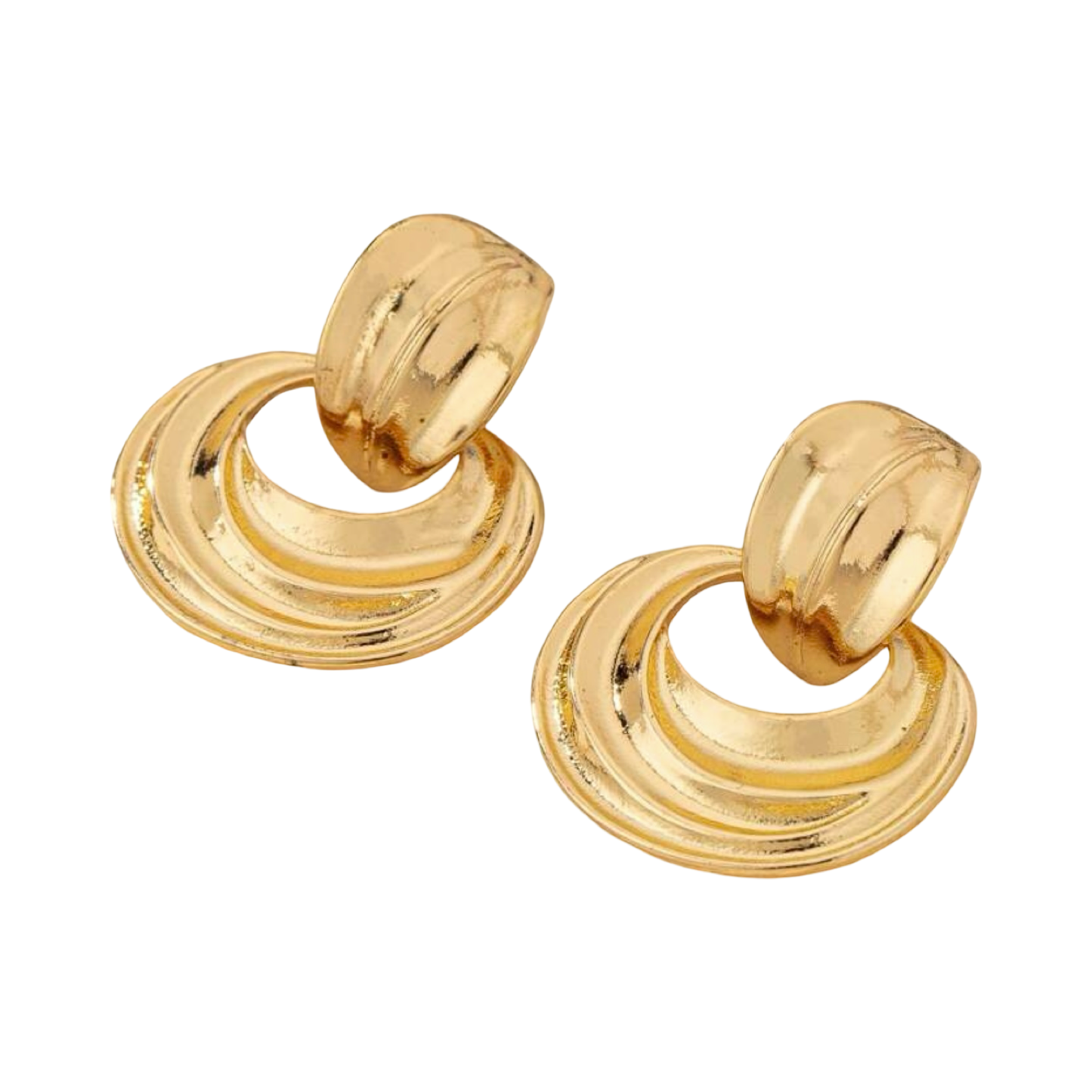 GOLD RIBBED EARRING