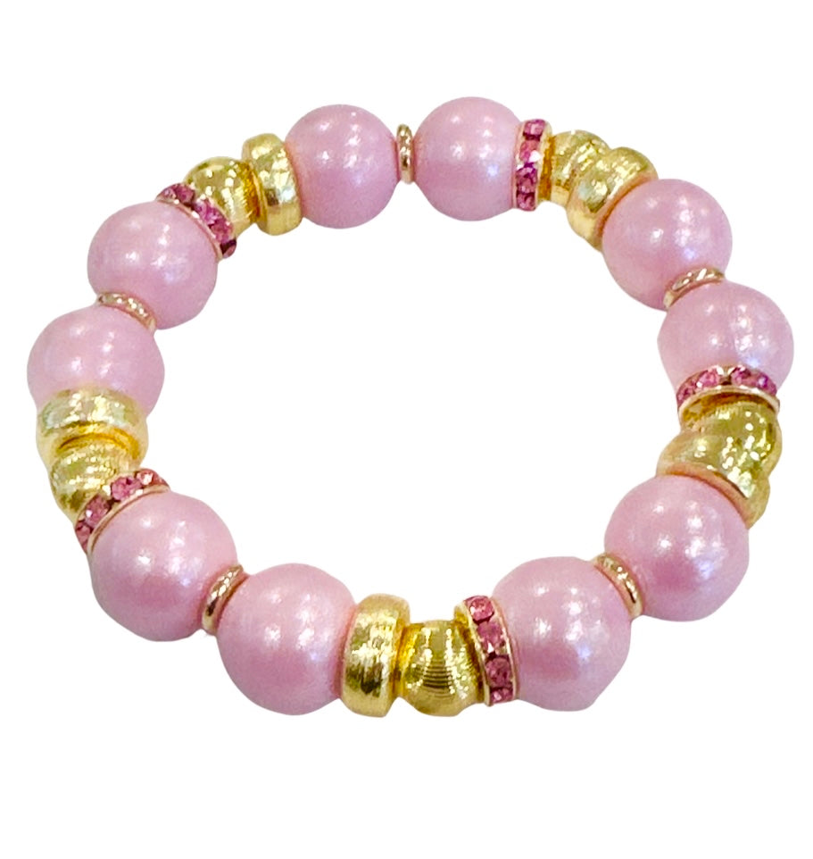 OPALIZED LIGHT PINK AND GOLD BANGLE