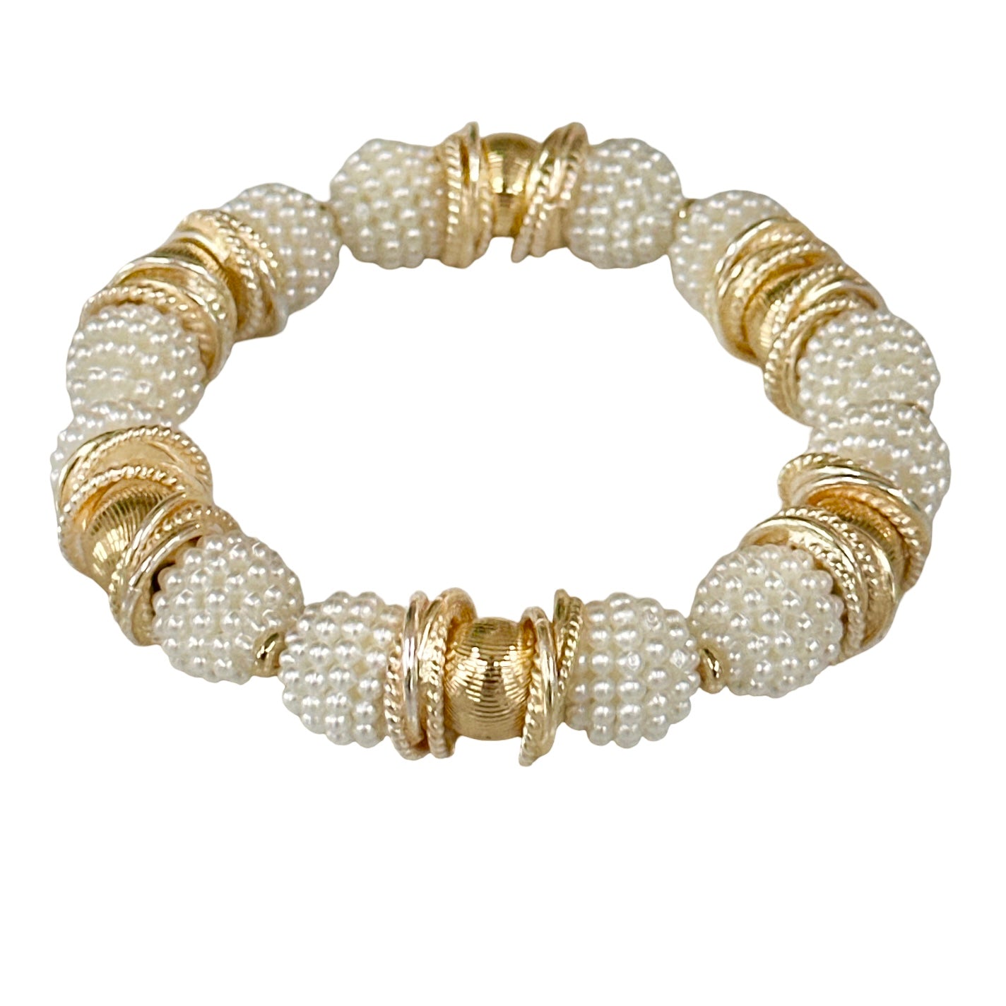 IVORY BERRY BEADING BANGLE WITH GOLD ACCENTS