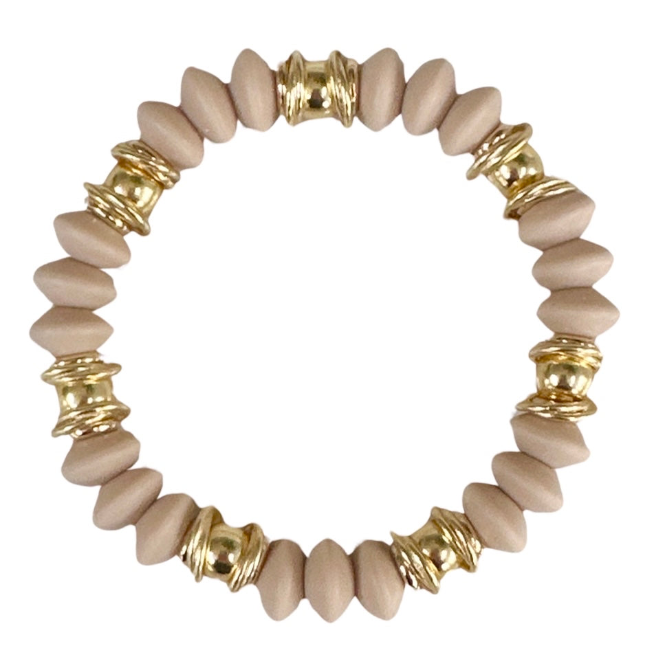 NEW! TAUPE COIL BRACELET WITH GOLD ACCENTS