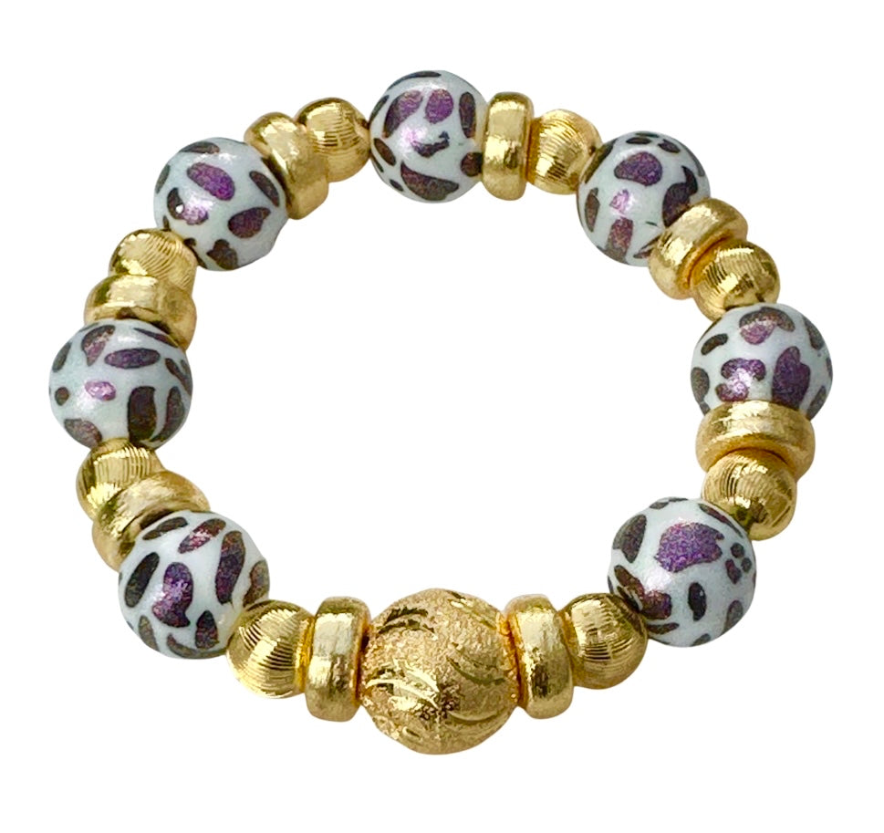 OPALIZED COW PATTERN AND GOLD BANGLE