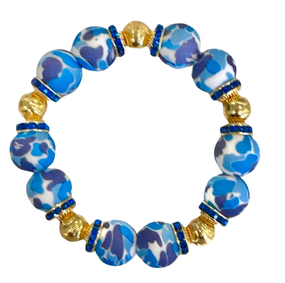 BLUE CAMO WITH GOLD AND CZ BANGLE