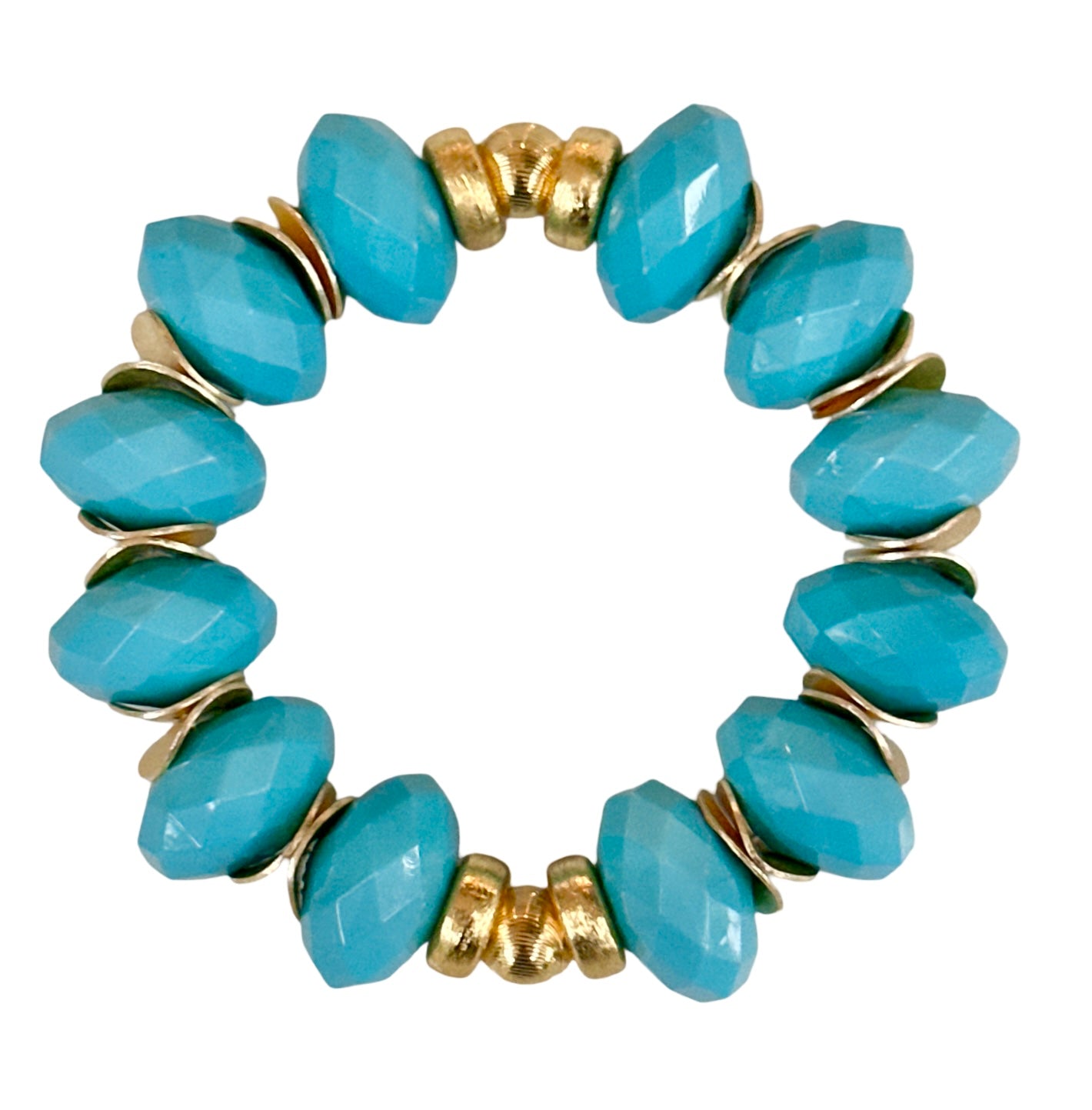 FACETED TURQUOISE AND GOLD STATEMENT BRACELET