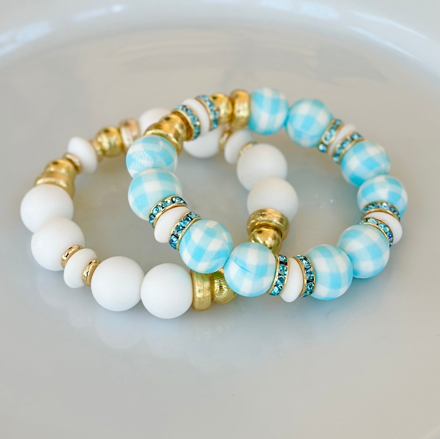 WHITE BANGLE WITH GOLD ACCENTS