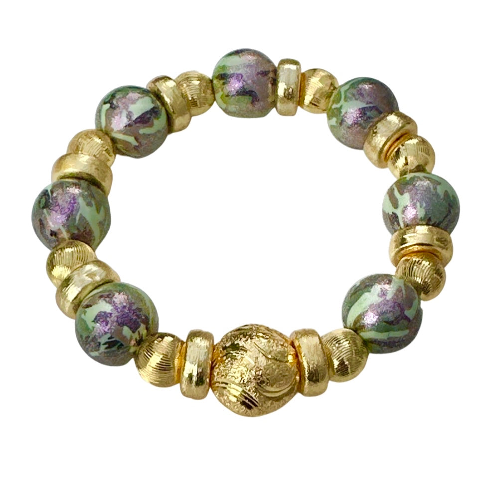 OPALIZED CAMO AND GOLD BANGLE
