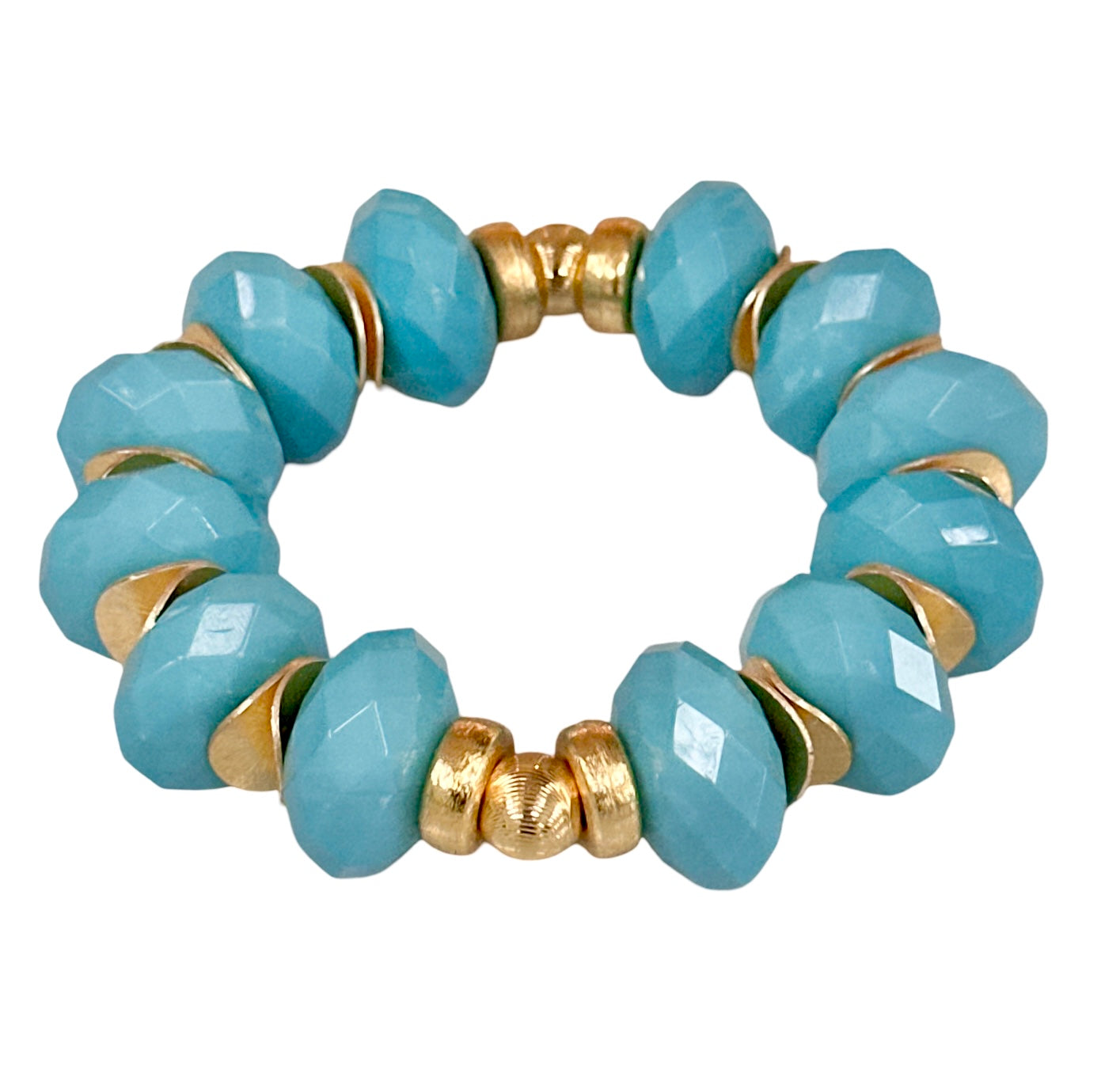 FACETED TURQUOISE AND GOLD STATEMENT BRACELET