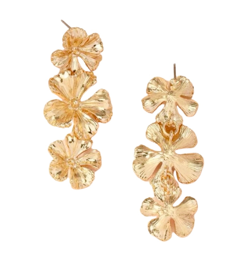 DROP TRIPLE FLOWER EARRING