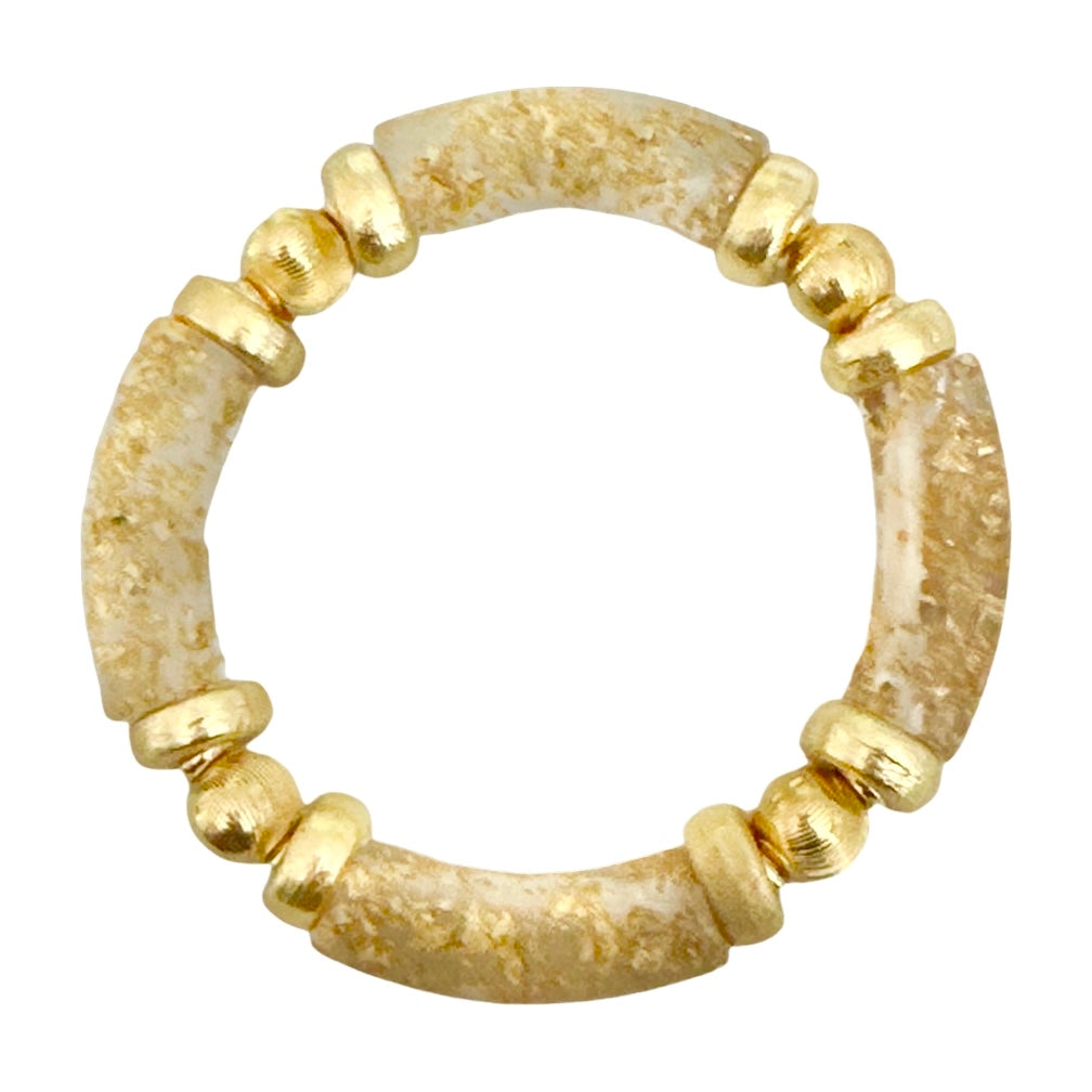 GOLD FOIL LINK BRACELET WITH CZ ACCENTS