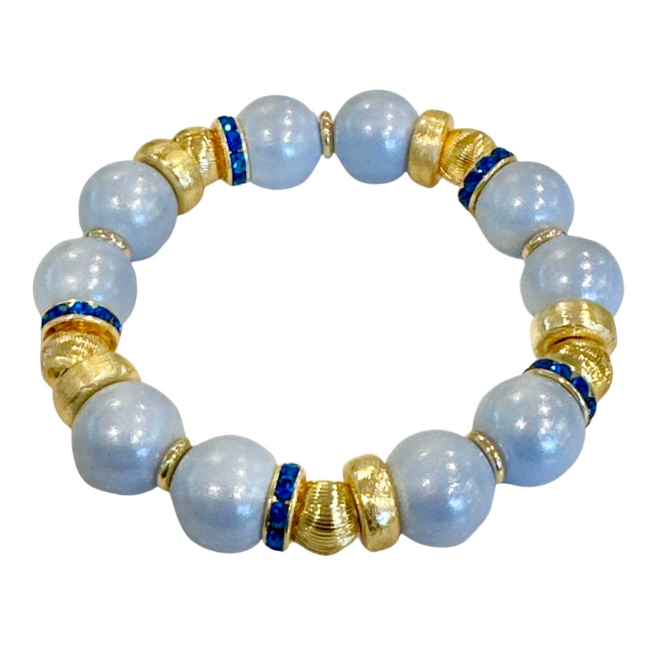 OPALIZED LIGHT BLUE AND GOLD BANGLE