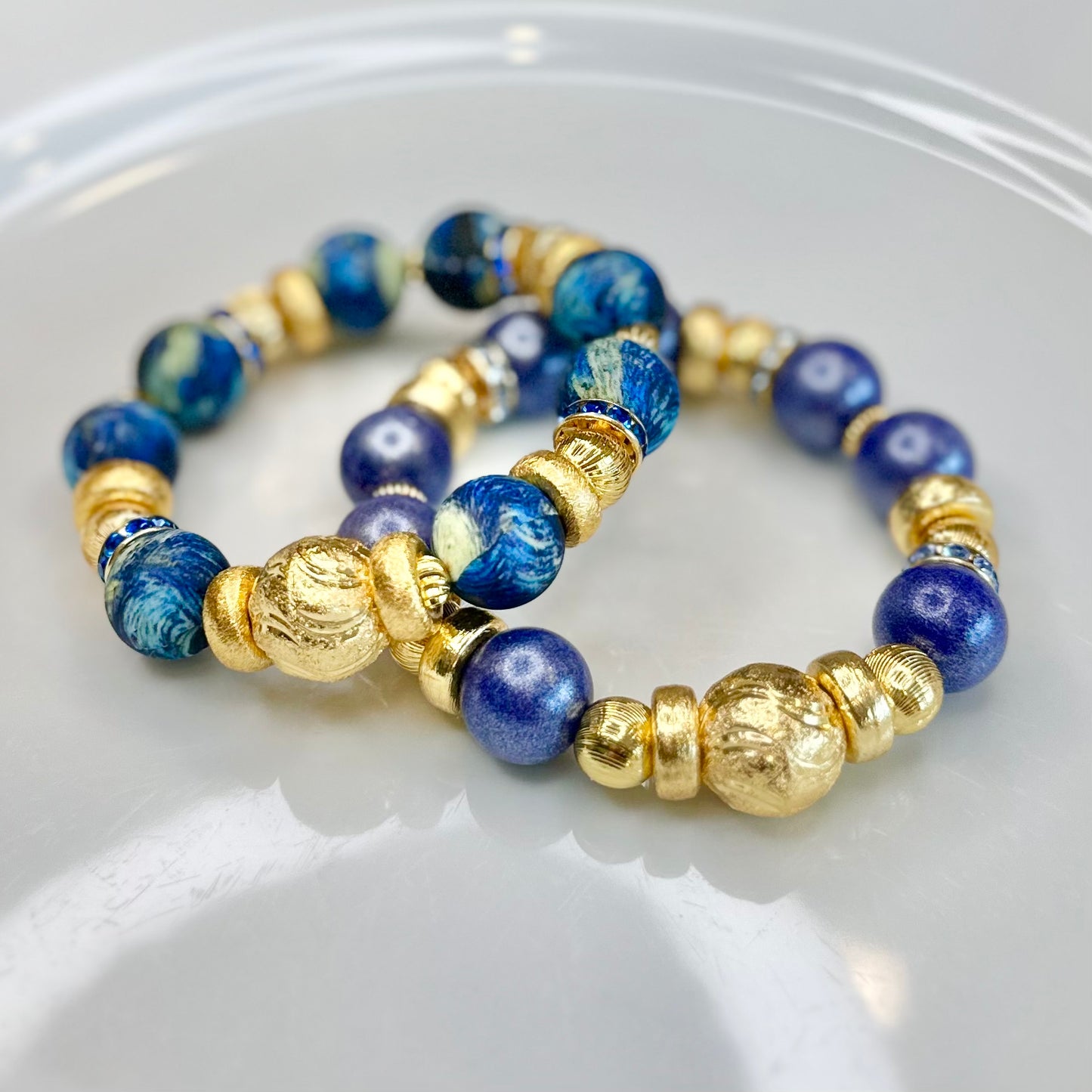 STARRY NIGHT AND GOLD BANGLE WITH GOLD AND CZ