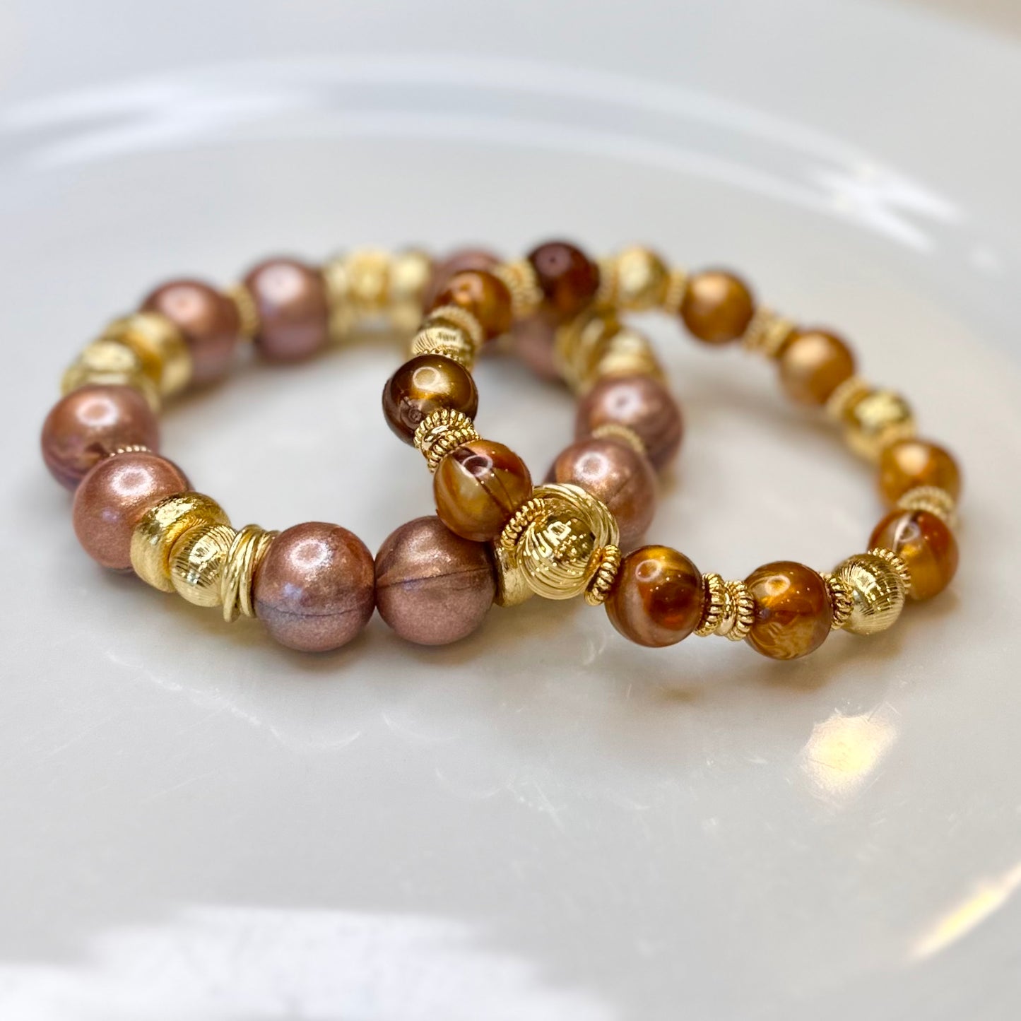 OPALIZED BRONZE AND GOLD BANGLE
