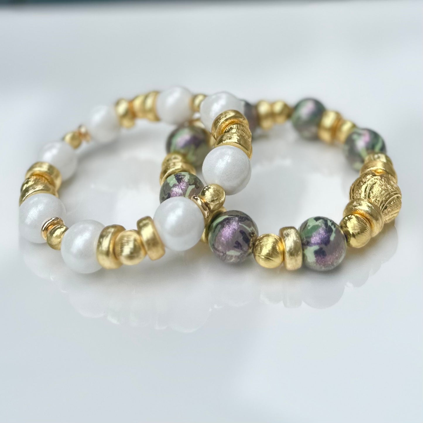 OPALIZED CAMO AND GOLD BANGLE