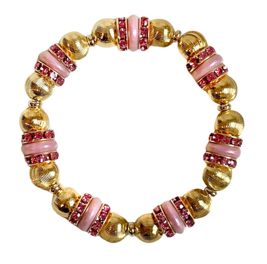 GOLD AND PINK BRACELET WITH CZ ACCENTS
