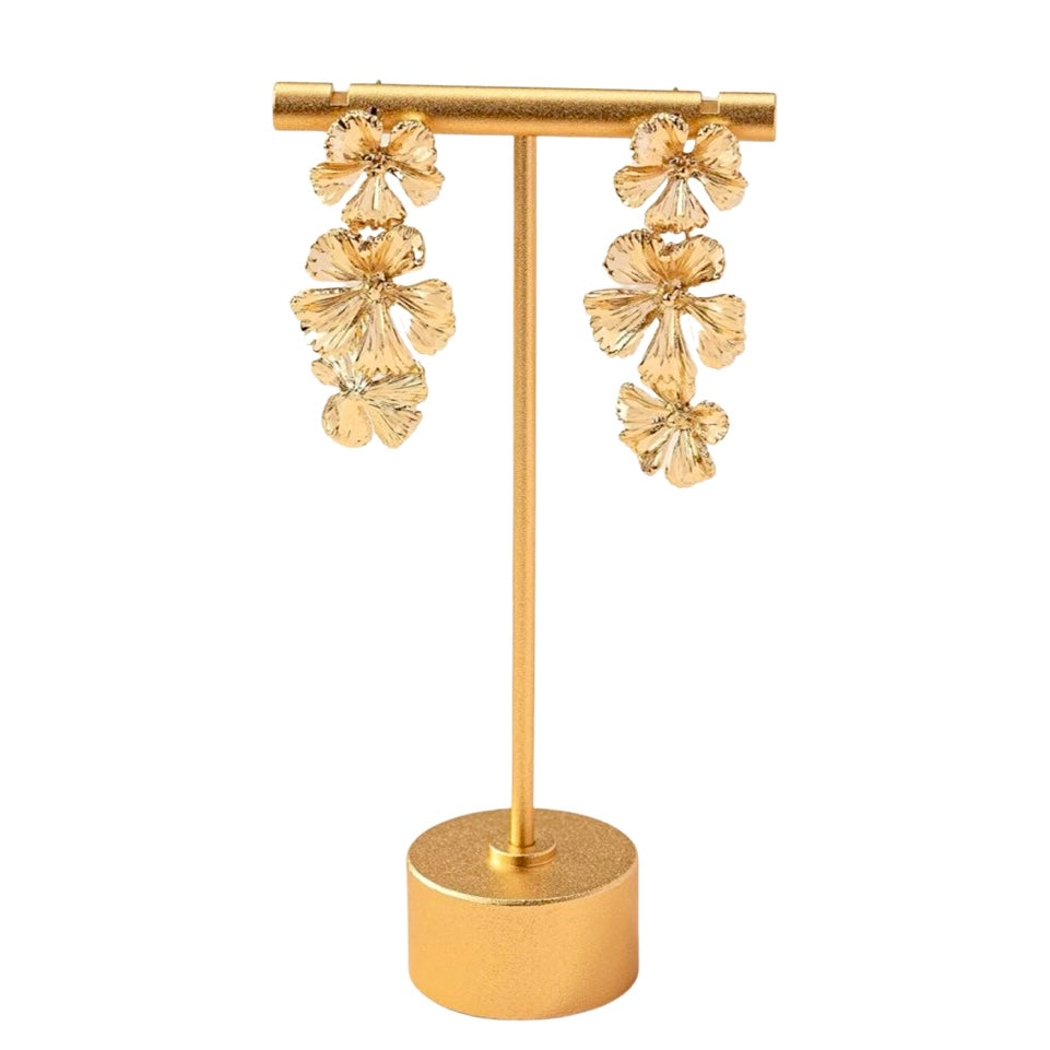DROP TRIPLE FLOWER EARRING