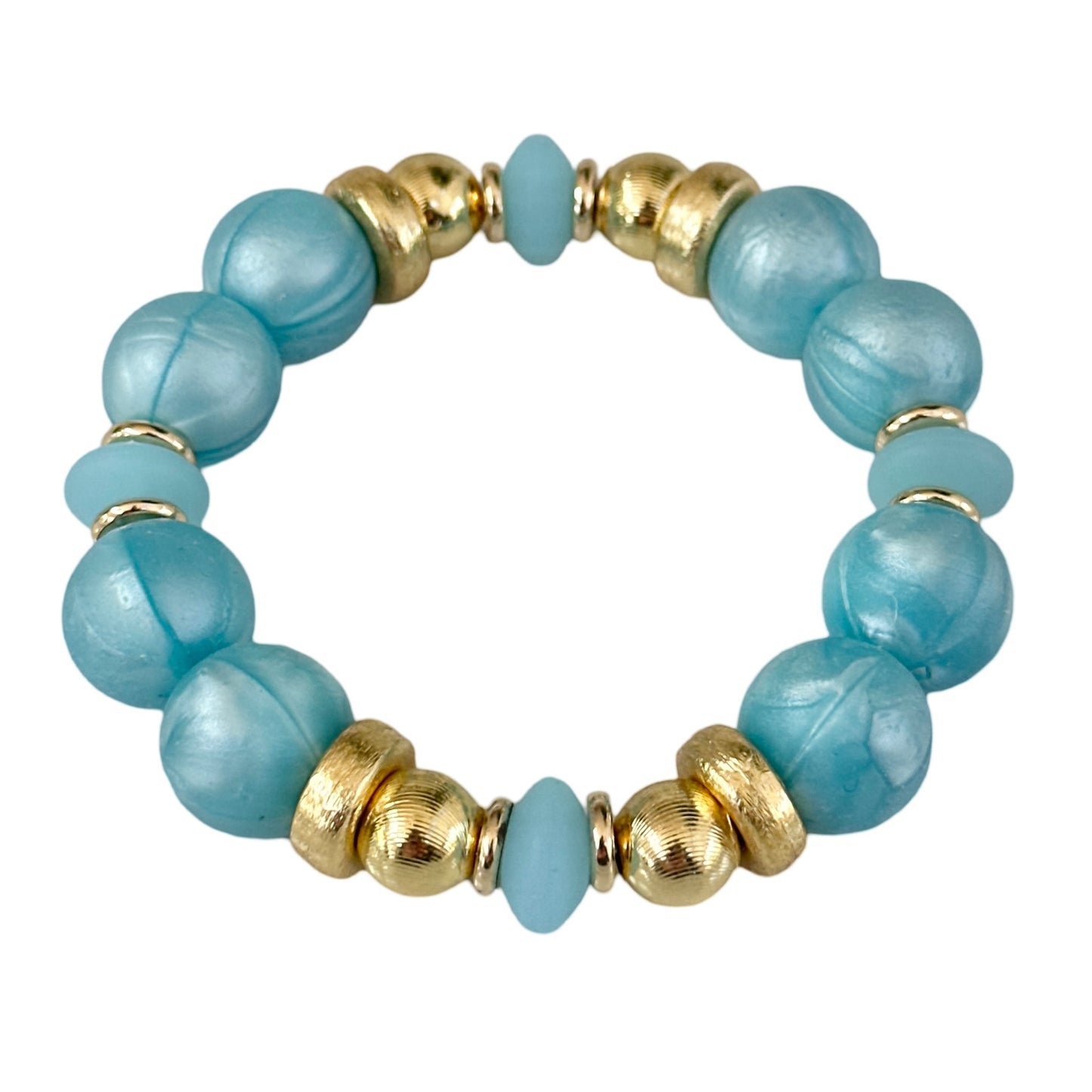 PEARLIZED TURQUOISE BANGLE WITH GOLD ACCENTS