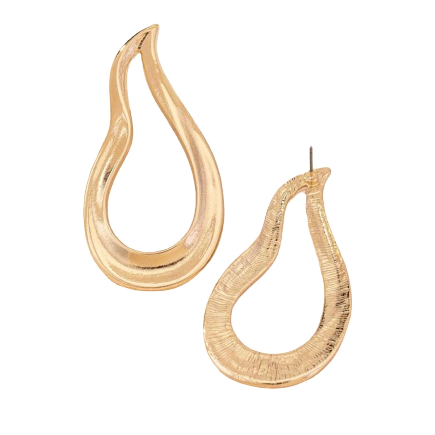 GOLD OPEN WAVY TEAR DROP EARRING