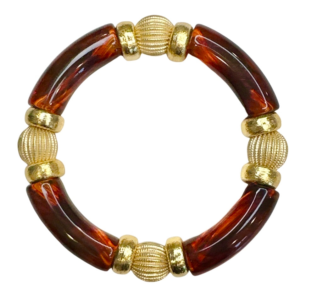 TORTOISE SHELL WITH GOLD LINK BRACELET