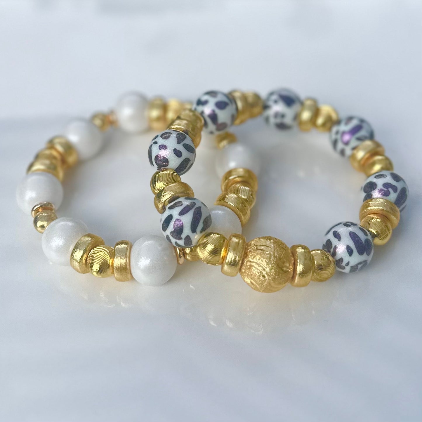 OPALIZED COW PATTERN AND GOLD BANGLE