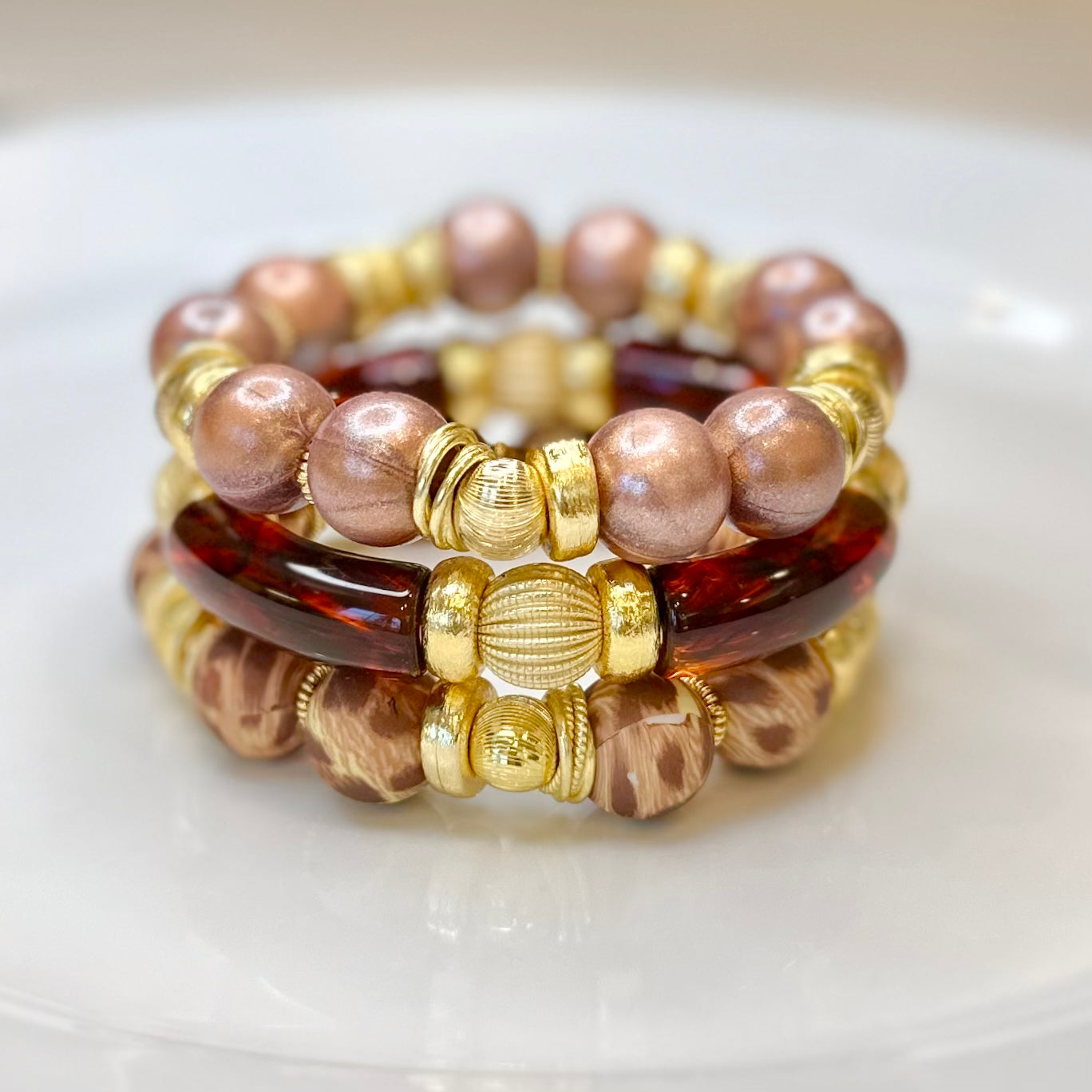 OPALIZED BRONZE AND GOLD BANGLE