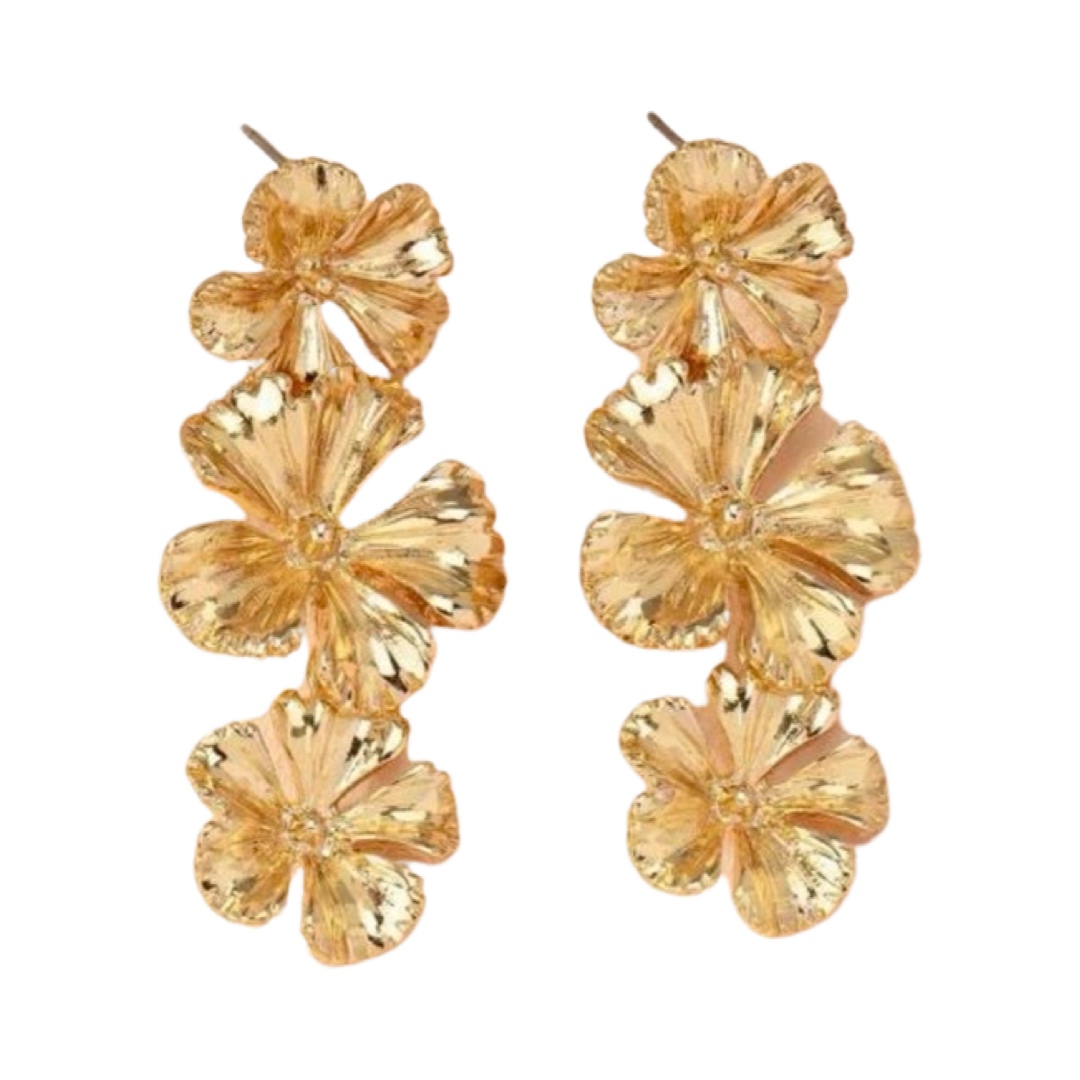 DROP TRIPLE FLOWER EARRING