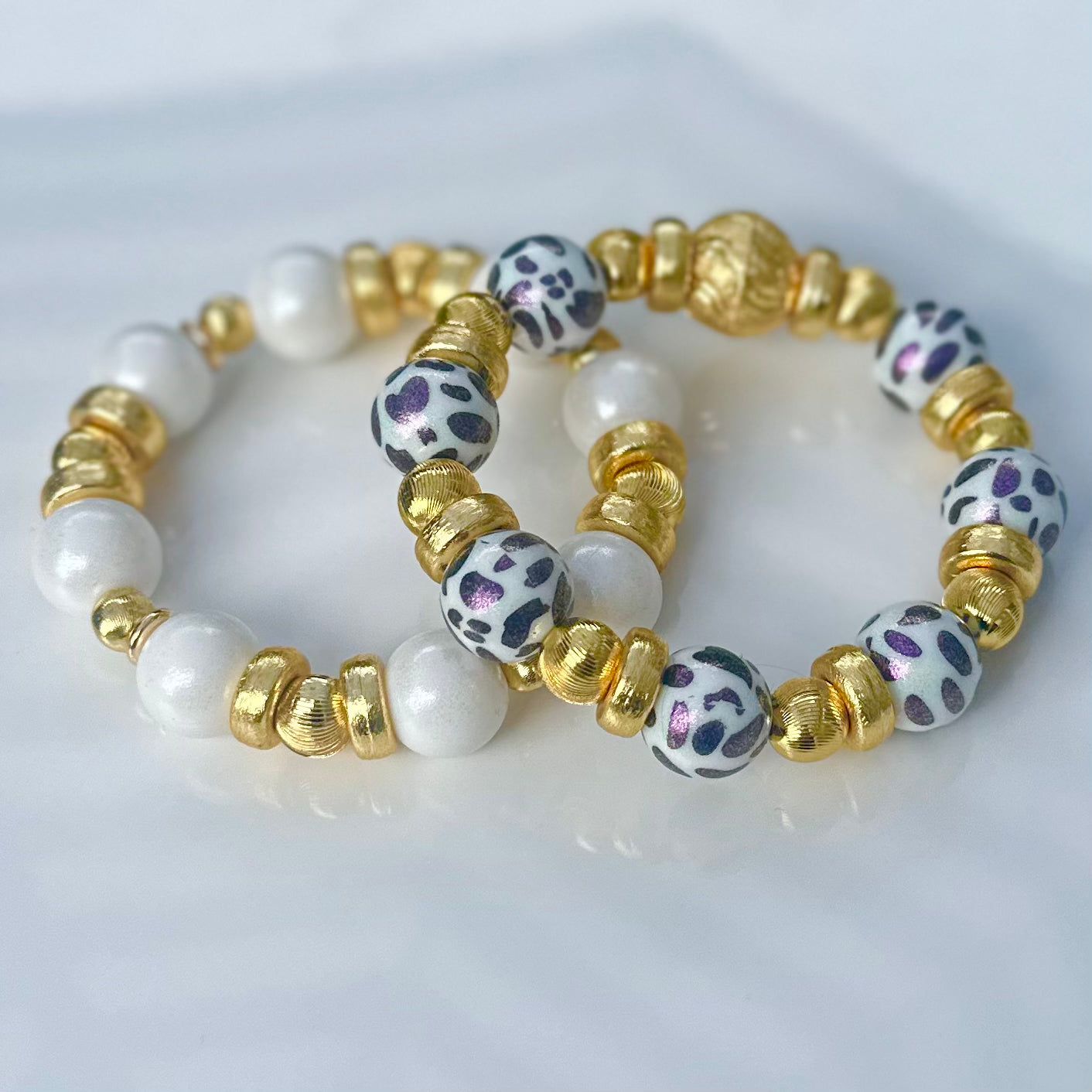 OPALIZED COW PATTERN AND GOLD BANGLE