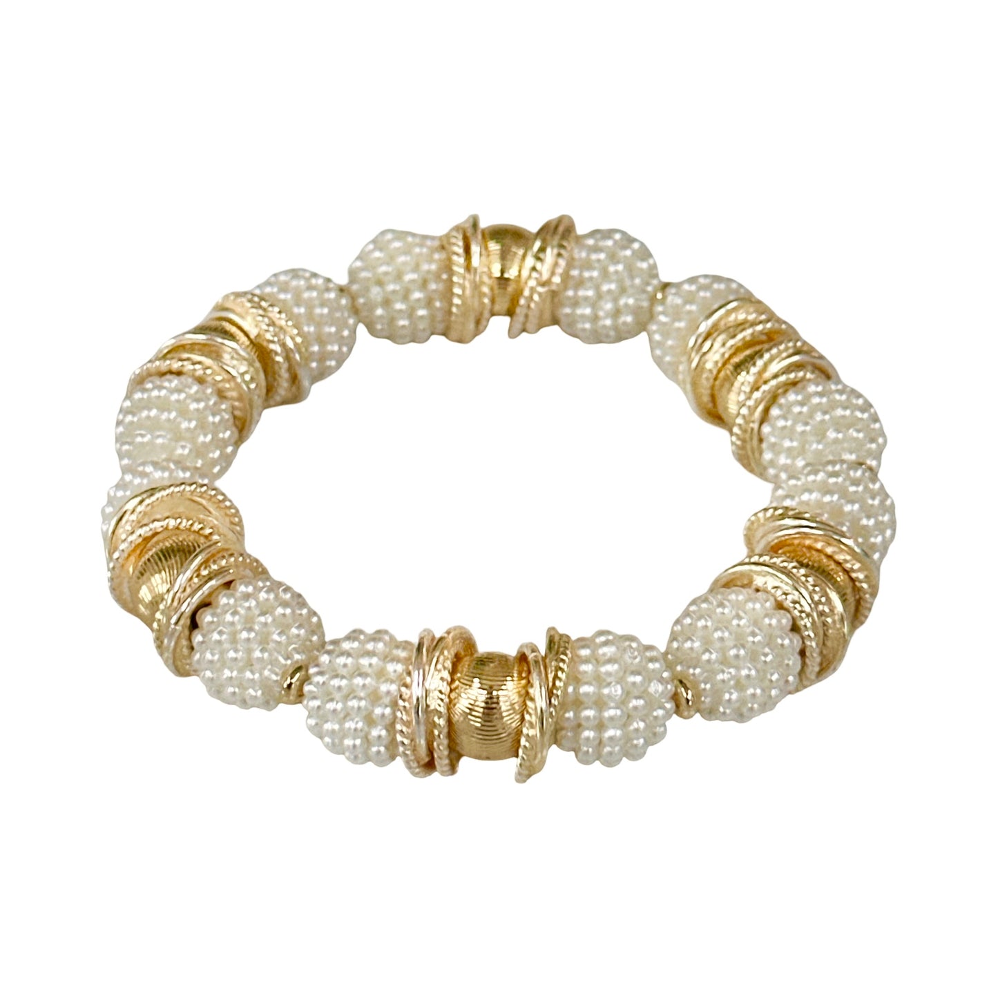 IVORY BERRY BEADING BANGLE WITH GOLD ACCENTS
