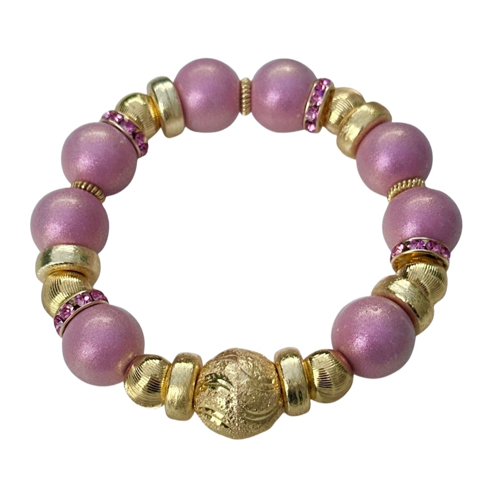 OPALIZED ROSE PINK AND GOLD BANGLE
