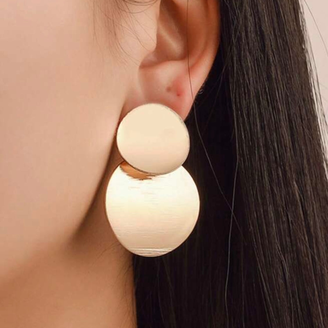 GOLD SOLID DOUDLE CIRCLE EARRING