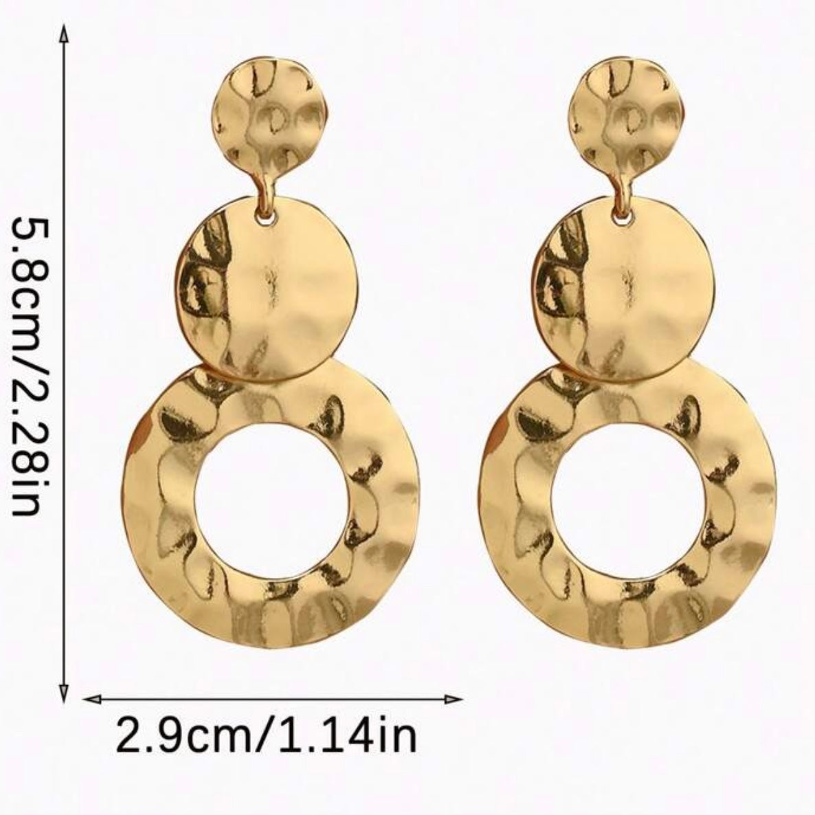 GOLD HAMMERED TRIPLE DROP OVAL EARRING
