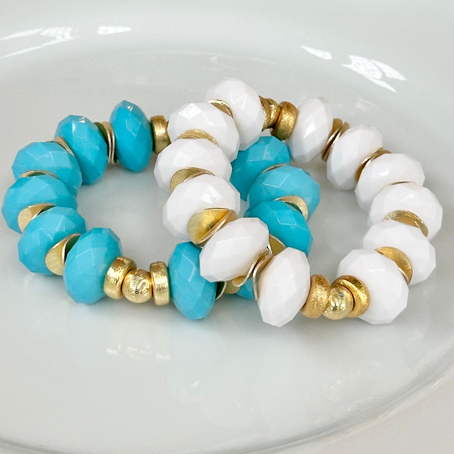 FACETED TURQUOISE AND GOLD STATEMENT BRACELET