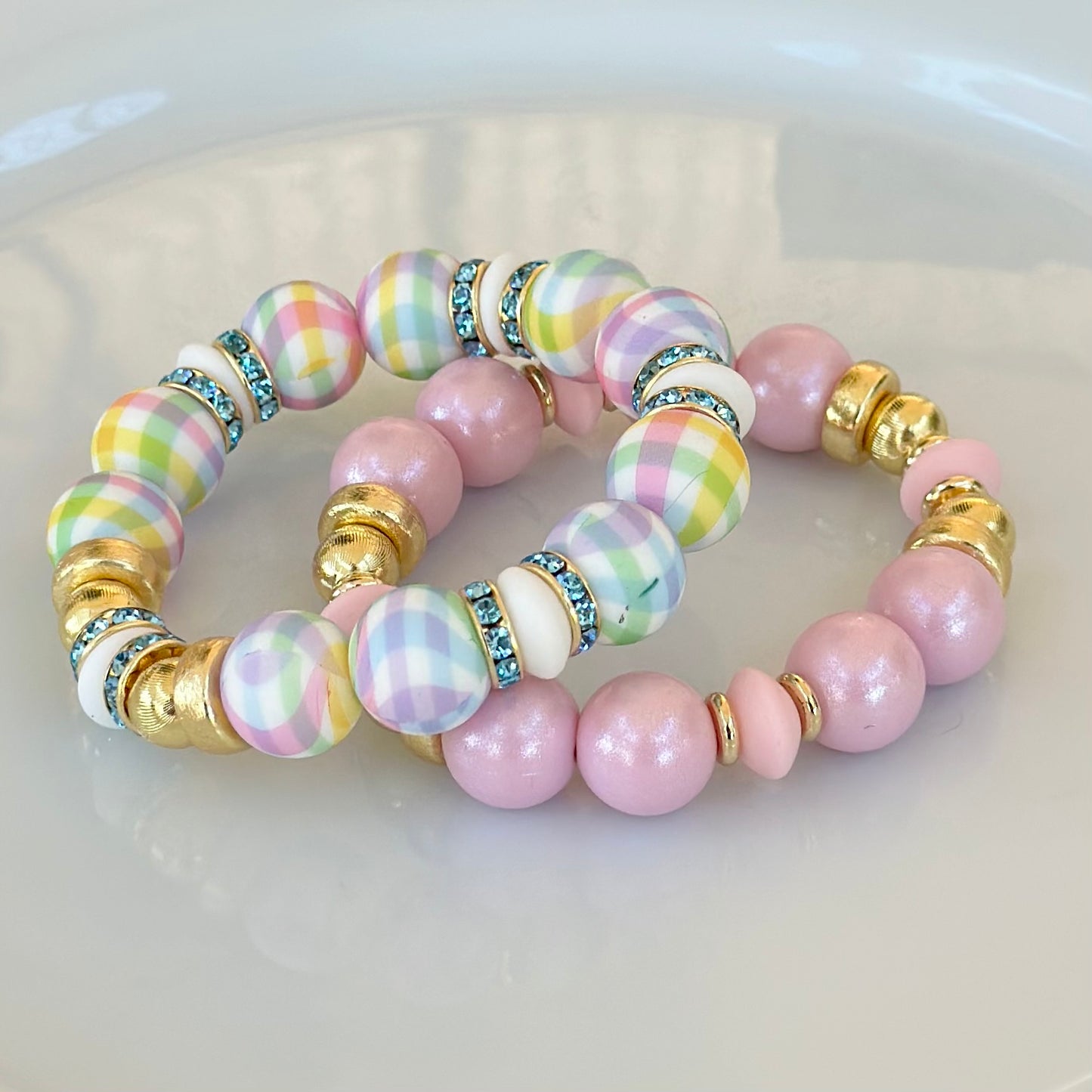 PLAID BANGLE WITH WHITE, TURQUOISE CZ AND GOLD ACCENTS