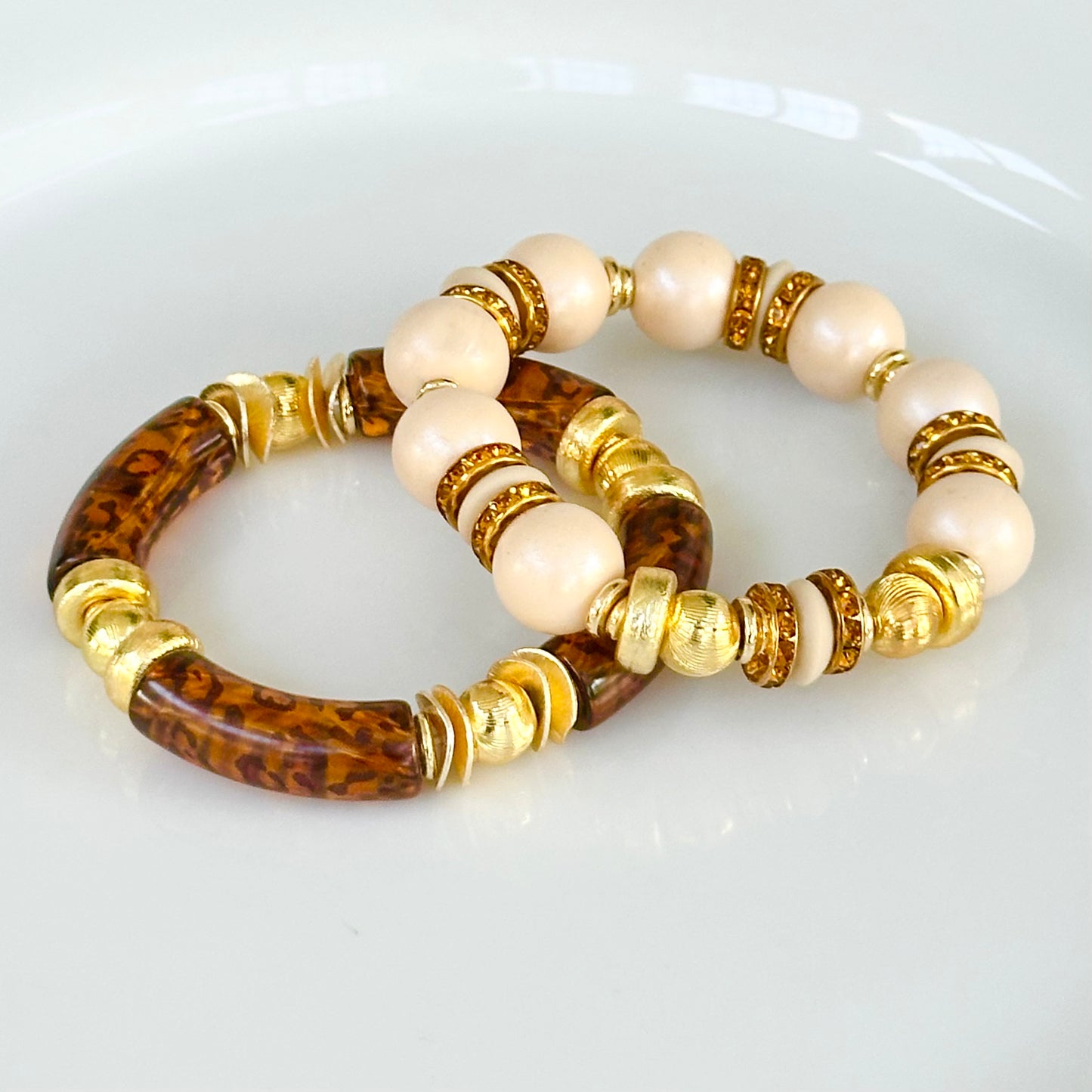TORTOISE CHEETAH AND GOLD LINK BRACELET