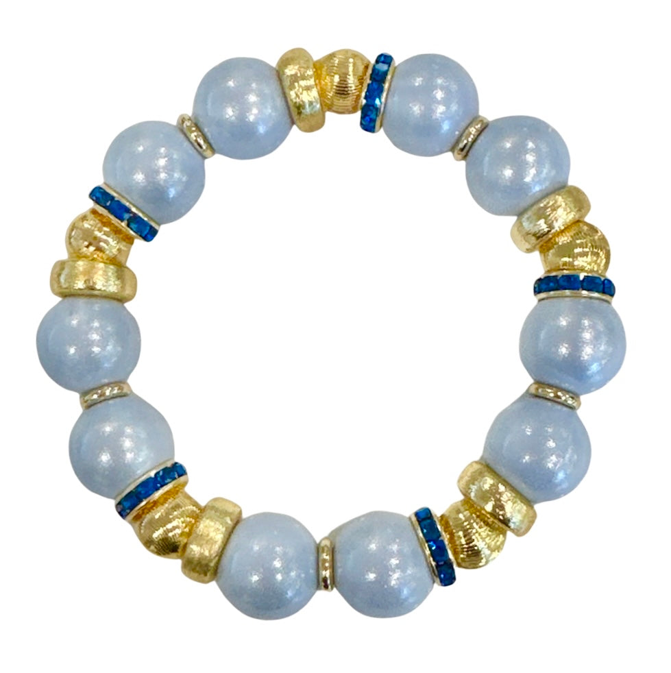 OPALIZED LIGHT BLUE AND GOLD BANGLE