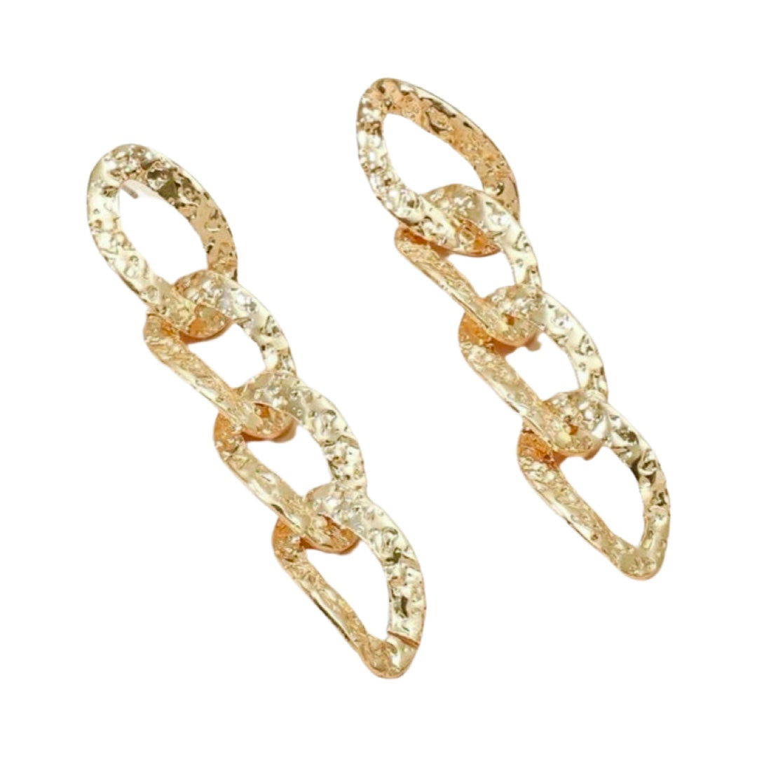 GOLD MARLED CHAIN LINK EARRING