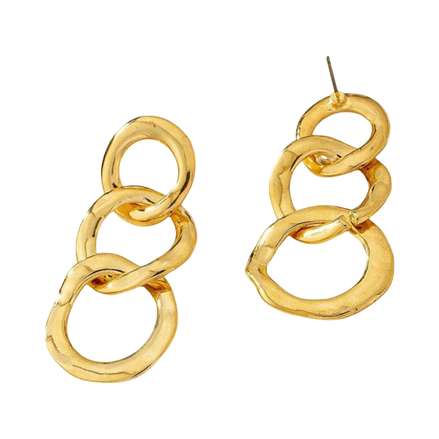 TRIPLE GOLD INTERLOCKING OPEN CIRCLE EARRING