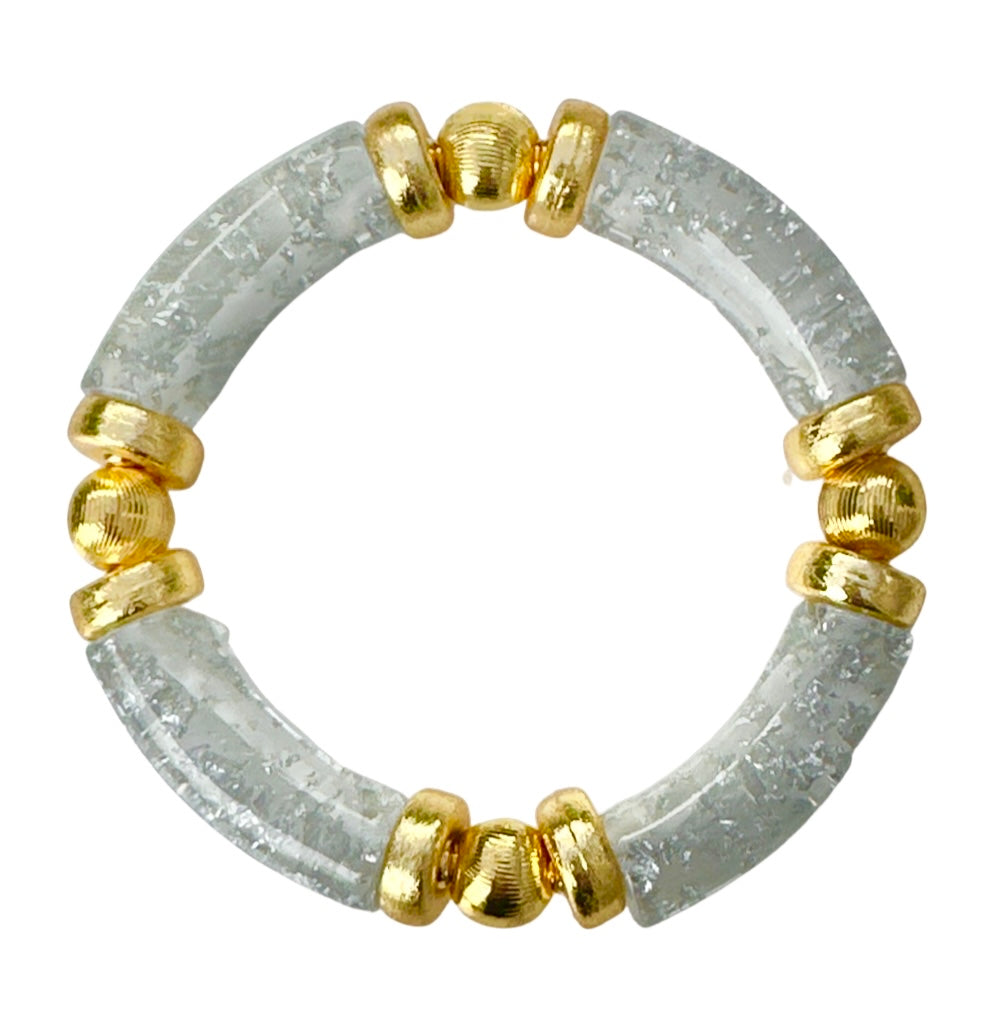 SILVER FOIL LINK BANGLE WITH GOLD