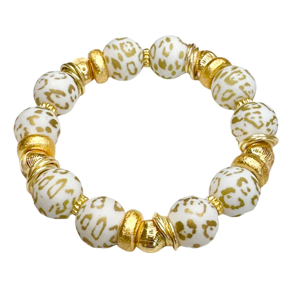 GOLD LEOPARD BANGLE WITH GOLD ACCENTS