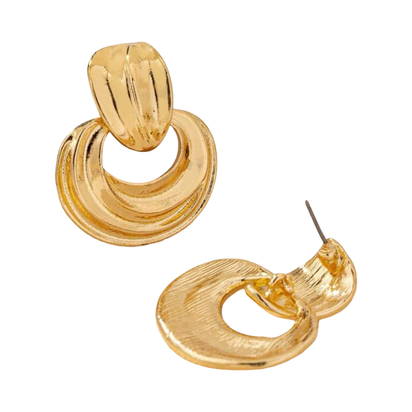 GOLD RIBBED EARRING