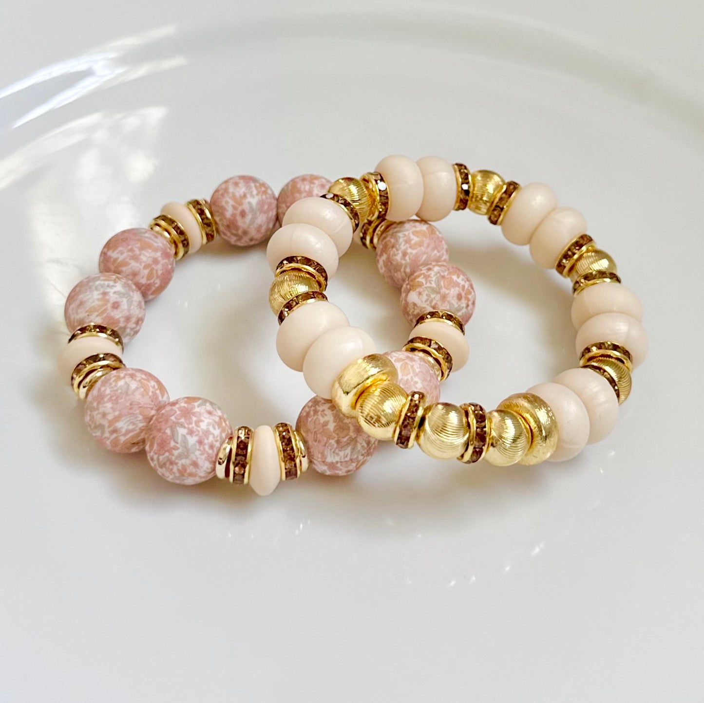 IVORY SPIRAL BANGLE WITH GOLD AND CZ ACCENTS