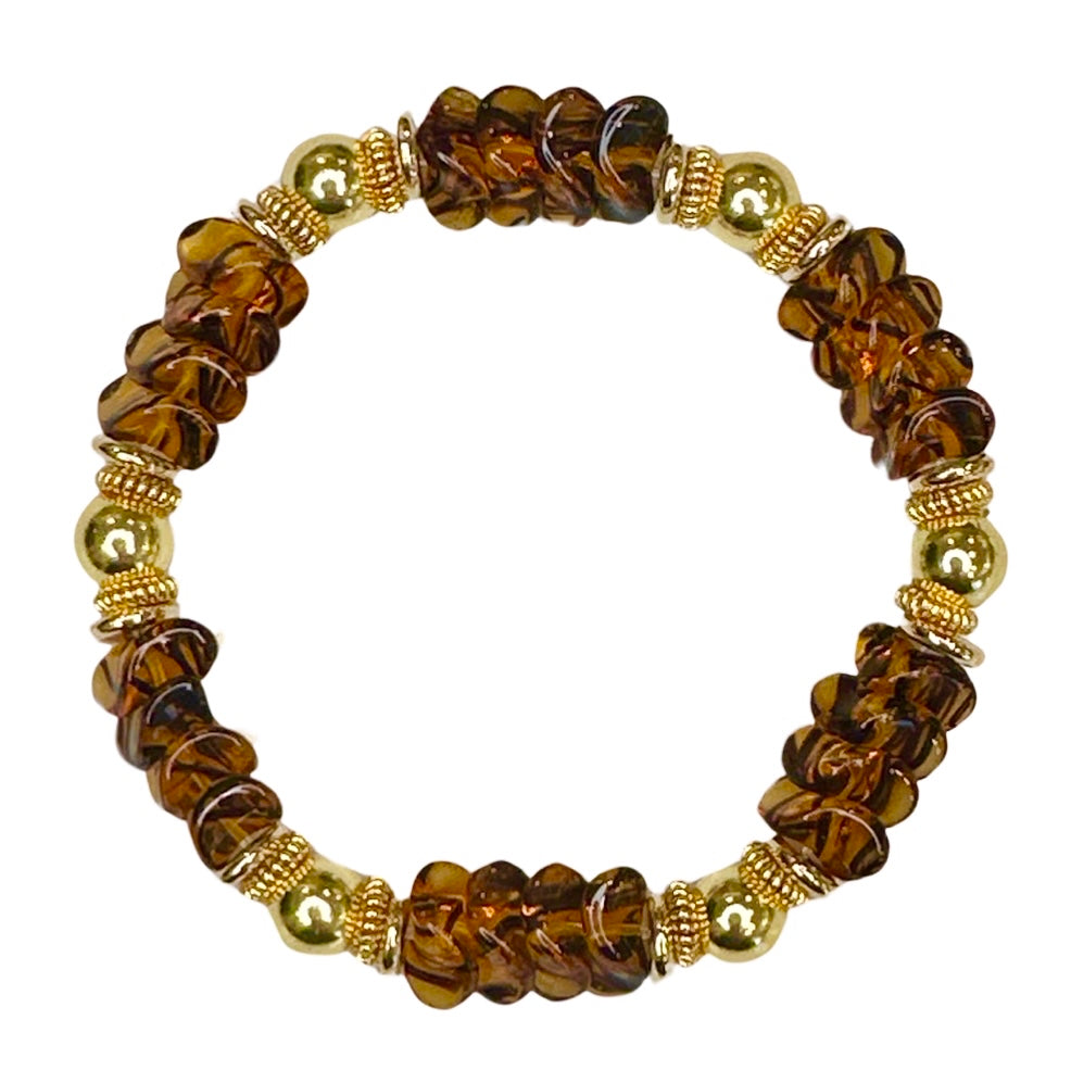 WAVY TORTOISE SHELL AND GOLD WRISTLET