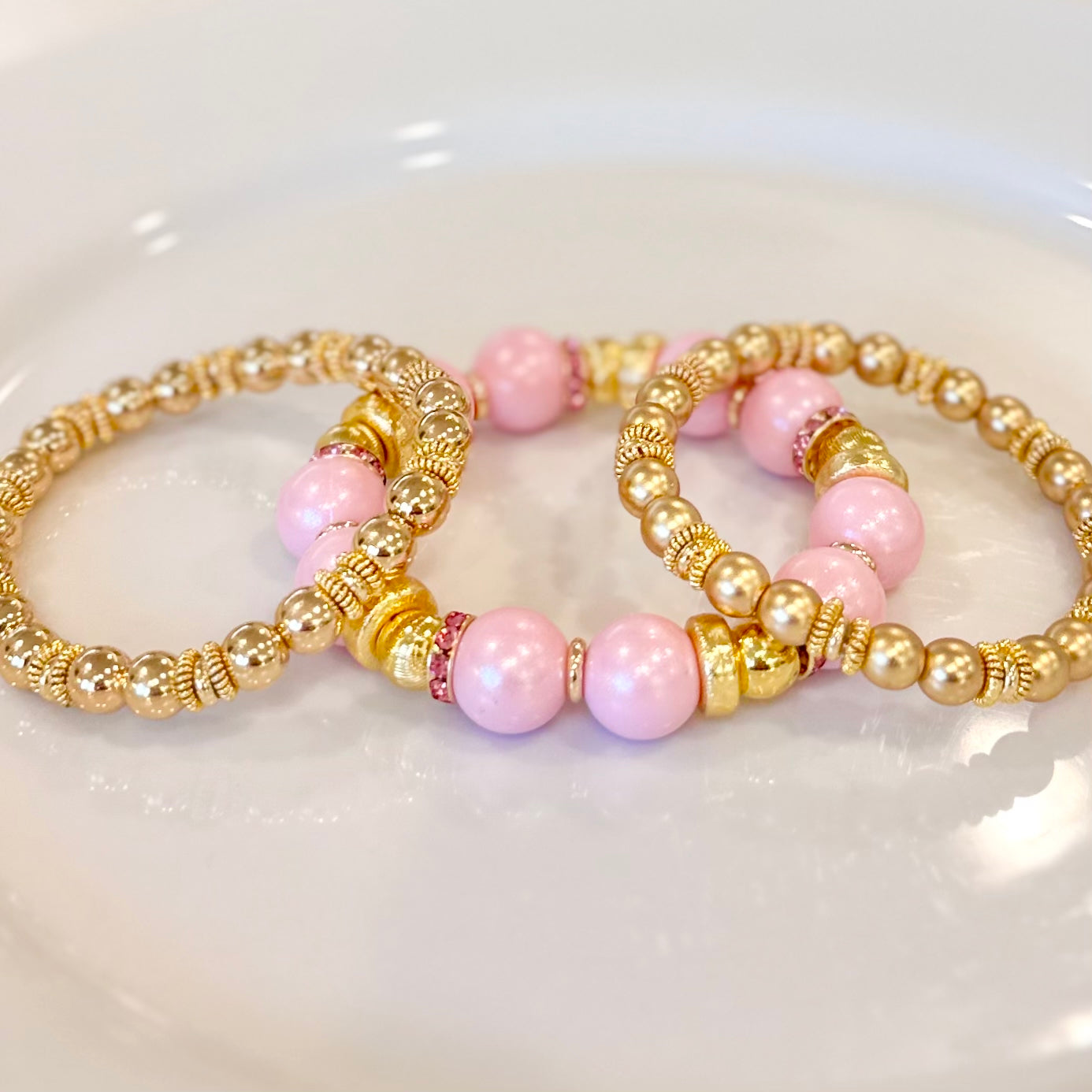OPALIZED LIGHT PINK AND GOLD BANGLE