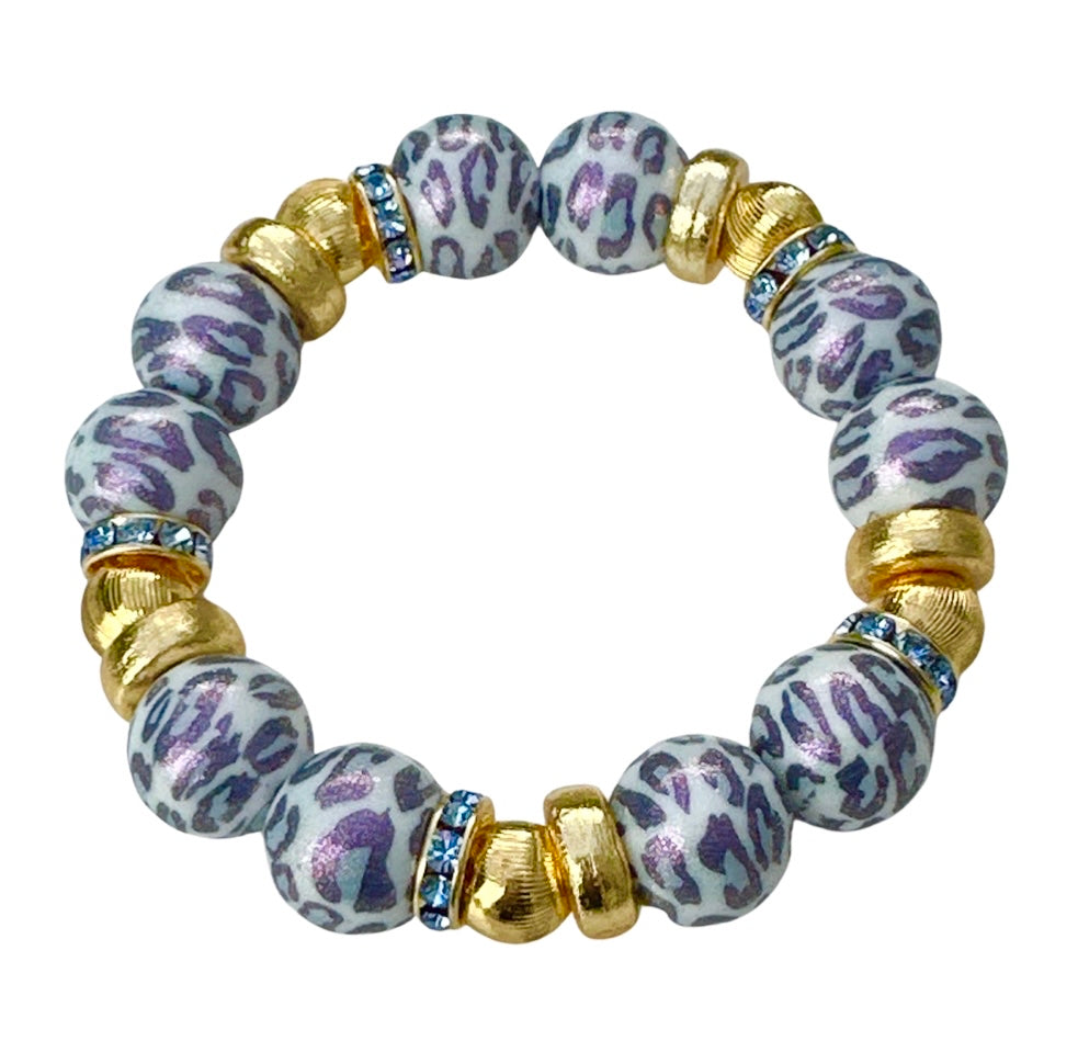 OPALIZED BLUE LEOPARD AND GOLD BANGLE