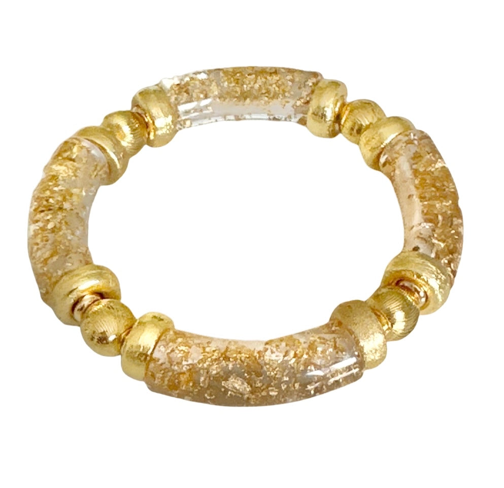 GOLD FOIL LINK BRACELET WITH CZ ACCENTS