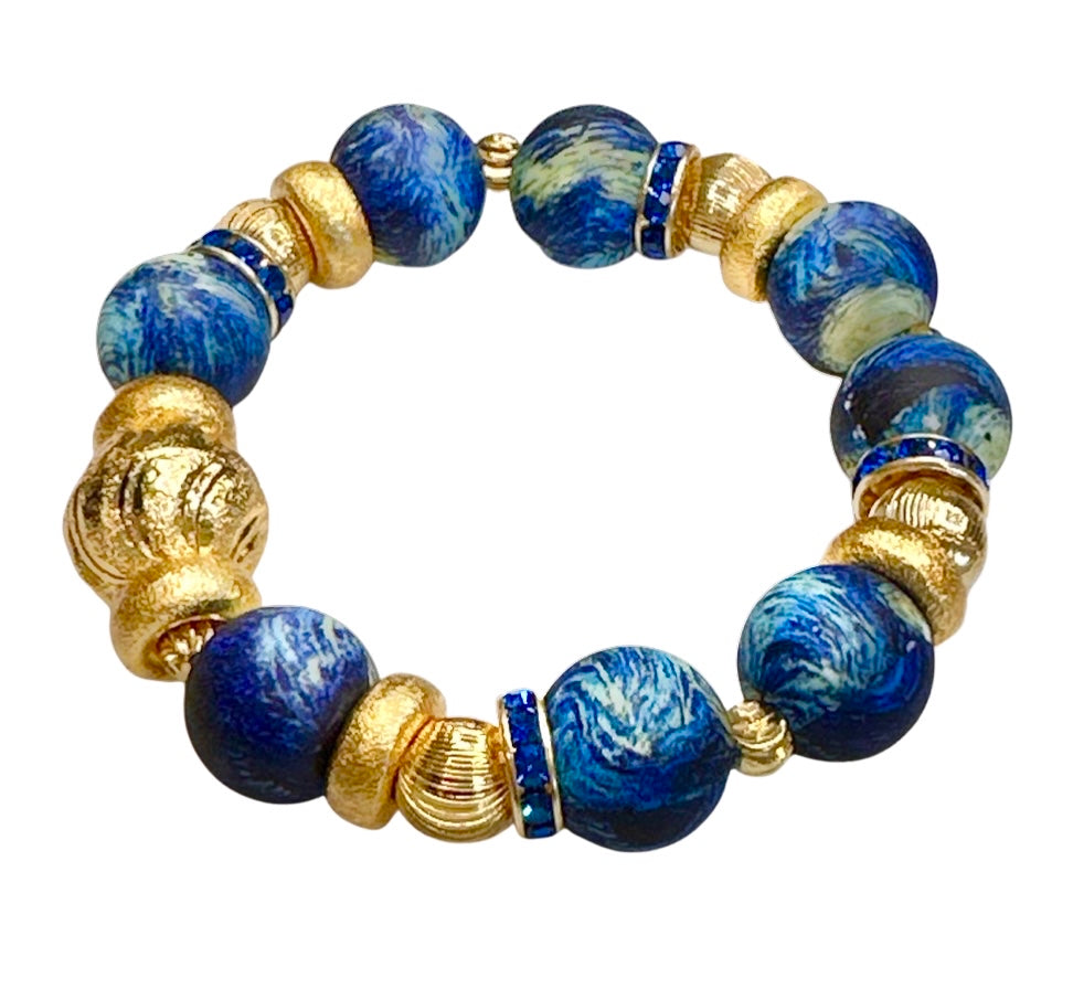 STARRY NIGHT AND GOLD BANGLE WITH GOLD AND CZ