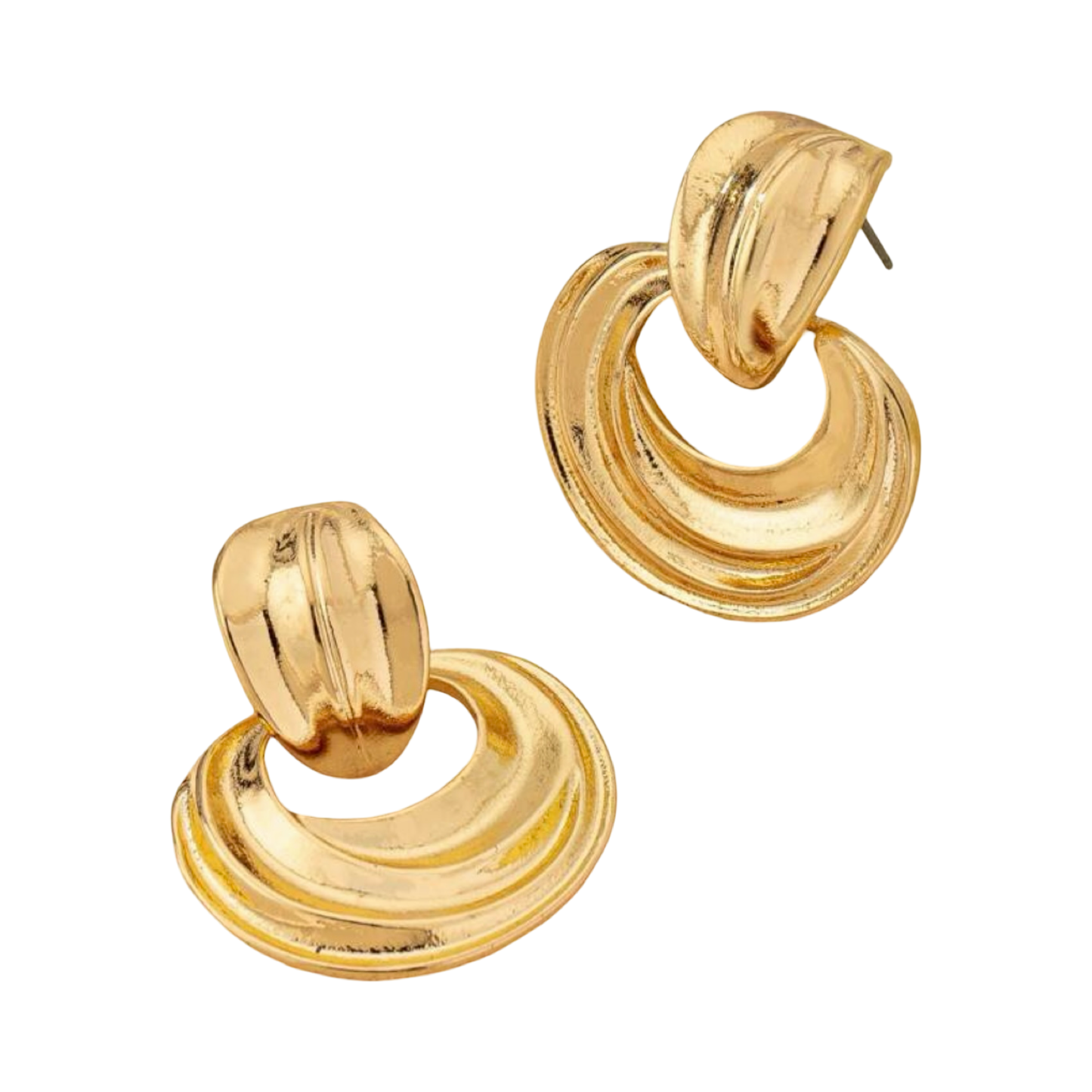 GOLD RIBBED EARRING