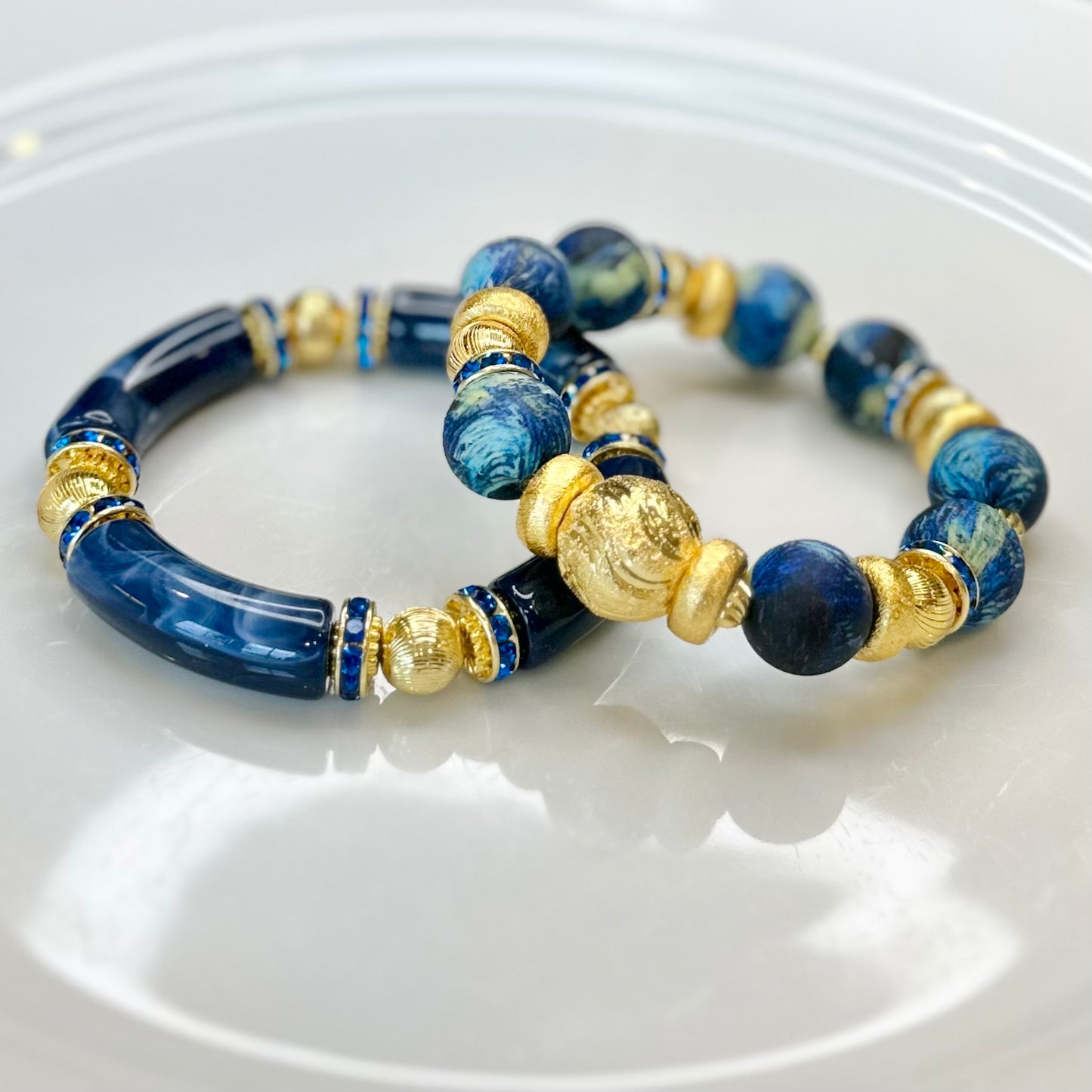 STARRY NIGHT AND GOLD BANGLE WITH GOLD AND CZ